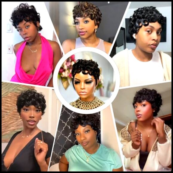 Short Pixie Cut Wig 100% Human Hair Glueless Natural Looking Machine Made main image 4